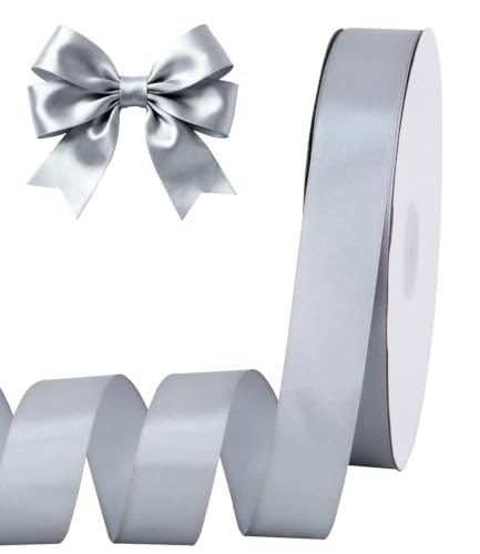 1 Inch x 100yds Silver Satin Ribbon for Crafts (300 Foot)