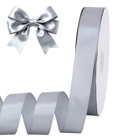 1 Inch x 100yds Silver Satin Ribbon for Crafts (300 Foot)