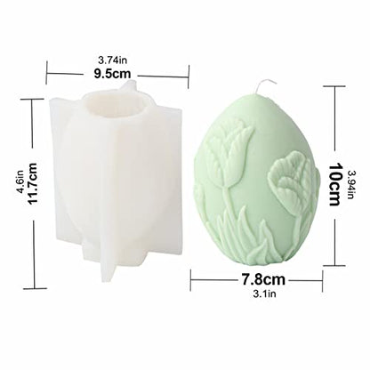 Flower Embossed Egg Candle Silicone Mold Oval Soap Mold Fondant Chocolate Candy Cake Decorating Baking Tools Plaster Epoxy Resin Clay Mold
