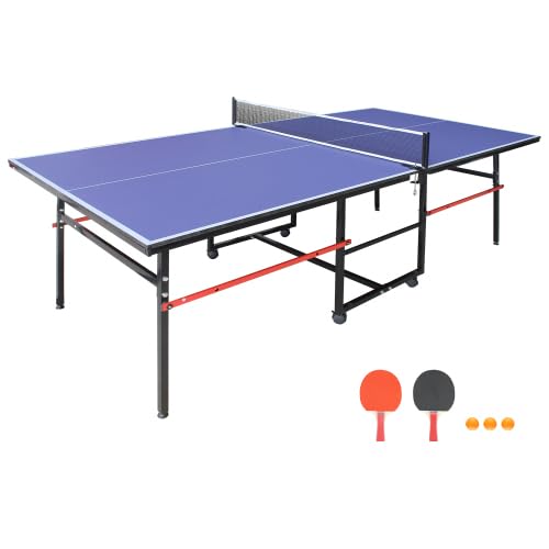 8FT/9FT Mid-Size Table Tennis Table Ping-Pong Table Set Foldable & Portable Table Indoor Outdoor for Family Game