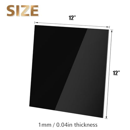 12" x 12" Black Plexiglass Sheets 6 Pack 0.04 Inch Cast Acrylic Sheet Thick for DIY Craft Projects