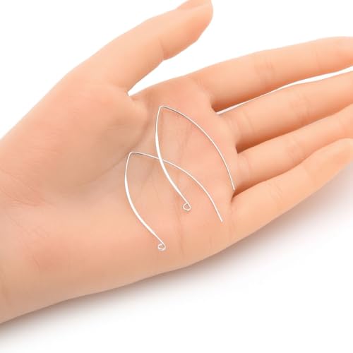 10pcs Adabele Real Sterling Silver 44mm Marquise Earring Hooks (10 Count)
