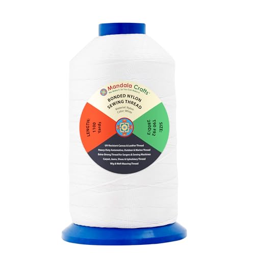 Size 92 280D T90 White Bonded Nylon Thread (3750 Foot)