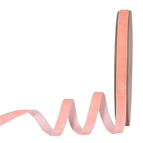 Peach Pink Thin Velvet Ribbon