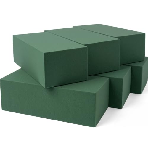 Pack of 6 Dry and Wet Floral Foam Blocks for Fresh and Artificial Flowers (6 Count)