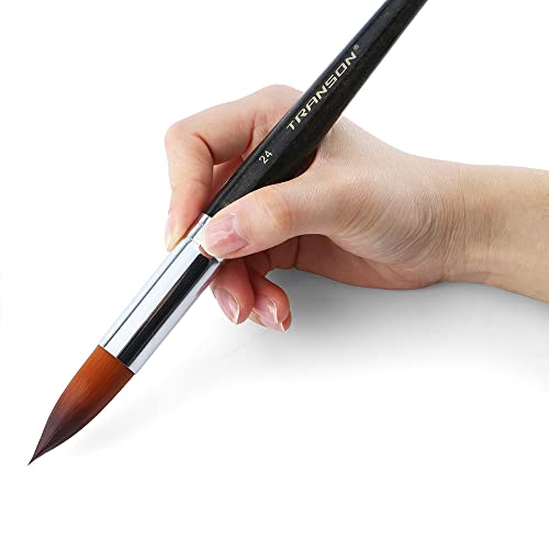 13pcs Round Paint Brush Set Synthetic Bristle Complete Round Brush Set for Watercolor Acrylic Gouache Ink Tempera (13 Count)