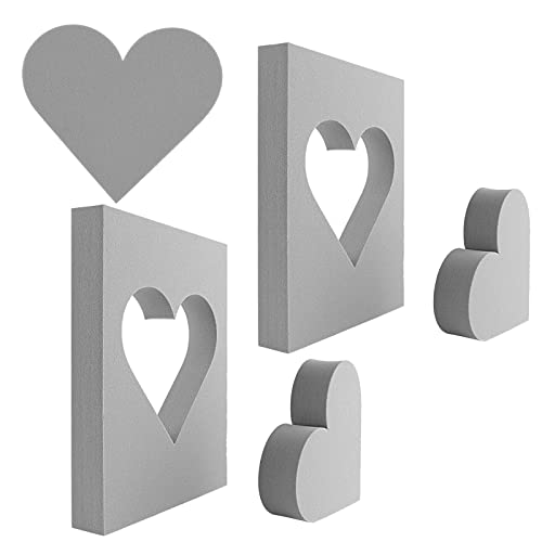 2 Pcs Heart Cut Stamping Foam Grey Moldable Foam Stamps Plastic Dry Foam Stamp Pad Cut and Dry Foam Stamping Foam Block for Sculpture