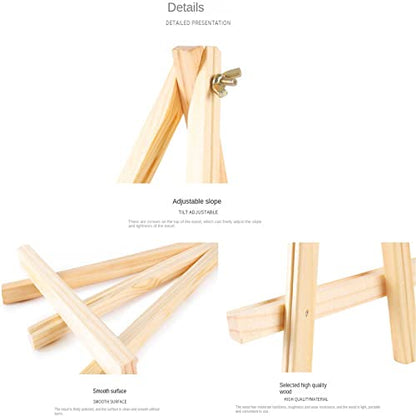 9.4" Tall Natural Pine Wood Tripod Easel Photo Painting Display Portable Tripod Holder Stand& Adjustable Wooden Tripod Tabletop Holder Stand for Canvas (18 Count)