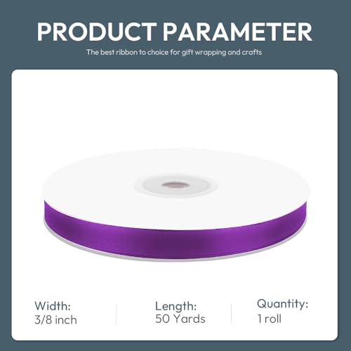 3 8" x 50 Yards Purple Satin Ribbon Crafts Gift Wrapping