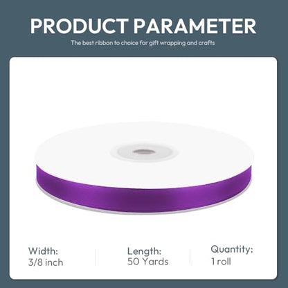 3 8" x 50 Yards Purple Satin Ribbon Crafts Gift Wrapping