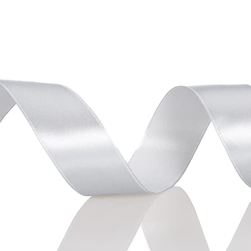1 Inch Silver Solid Satin Ribbon for Gift Wrapping (150 Foot)
