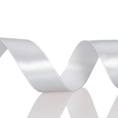 1 Inch Silver Solid Satin Ribbon for Gift Wrapping (150 Foot)
