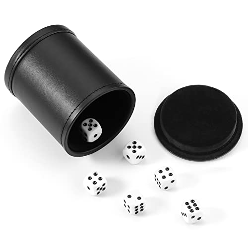 Felt Lined Dice Cup PU Leather Set