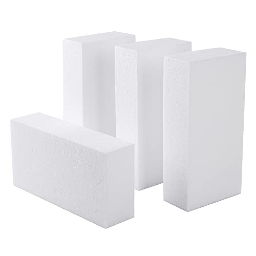 4pcs 8x4x2in Craft Foam Blocks White for DIY Crafting and Model