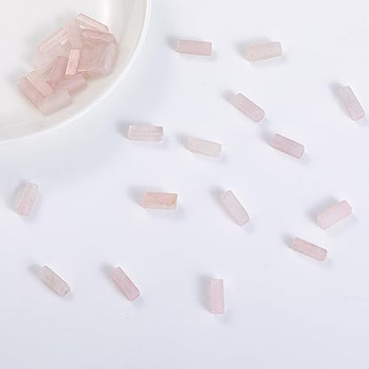 Natural Rose Quartz Crystal Rectangle Tube Beads 4x13mm 38cm (28 Count)