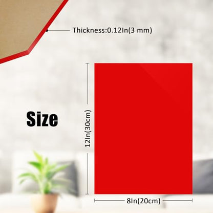 2 Pcs Red Acrylic Sheets for Laser Cutting Thick 3mm 8x12x1