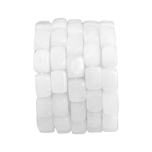 Natural White Agate Cuboid Stone Loose Semi Gemstone Beads for Jewelry Making 8mmx12mm 38cm (33 Count)