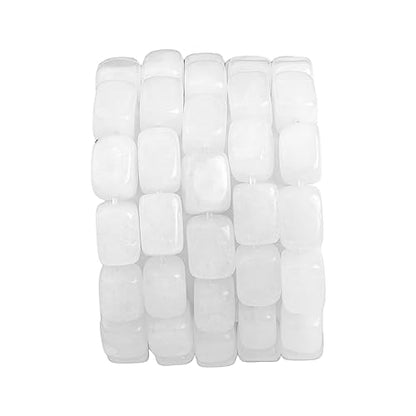 Natural White Agate Cuboid Stone Loose Semi Gemstone Beads for Jewelry Making 8mmx12mm 38cm (33 Count)