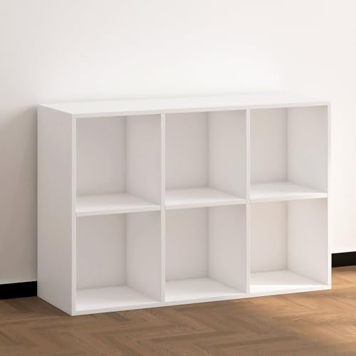 Wooden 6 Cube Storage Organizer with Closed Back Panel