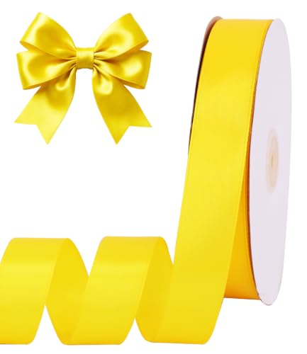 1 Inch x 100yds Yellow Satin Ribbon for Crafts
