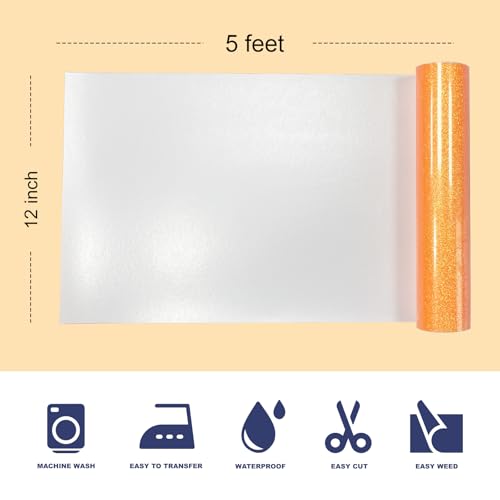 Orange Glitter Puff Heat Transfer Vinyl