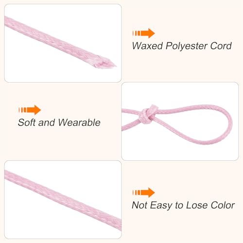 Waxed Cord 1.2mm Waxed Polyester Cord 175 Yard Wax String for Bracelet Making