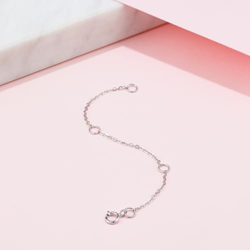 18K 750 Real White Gold Extender for Necklace Bracelet Anklet Extenders for Jewelry Gold Extension for Women Men Durable Adjustable Chain Accessories 3.54Inch