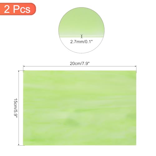 2 Pcs Stained Glass Sheet Mosaic Tile 7.9 Inch x 5.9 Inch Light Green Stained Glass Sheets for Crafts DIY Art Project
