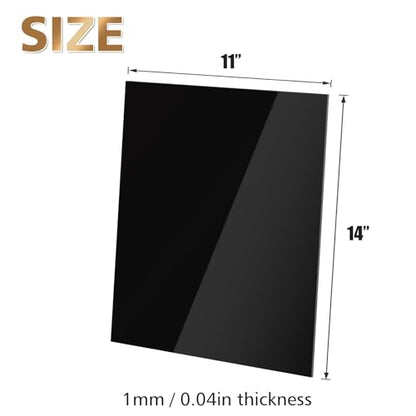 11" x 14" Black Plexiglass Sheets 12 Pack 0.04 Inch Cast Acrylic Sheet Thick for DIY Craft Projects