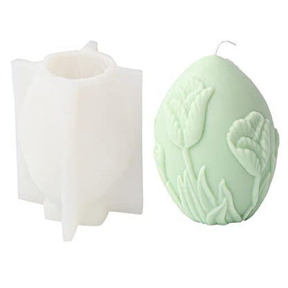 Flower Embossed Egg Candle Silicone Mold Oval Soap Mold Fondant Chocolate Candy Cake Decorating Baking Tools Plaster Epoxy Resin Clay Mold