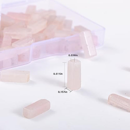 Natural Rose Quartz Crystal Rectangle Tube Beads 4x13mm 38cm (28 Count)