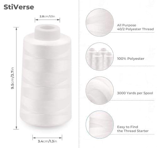 3000 Yards Black & White Sewing Thread