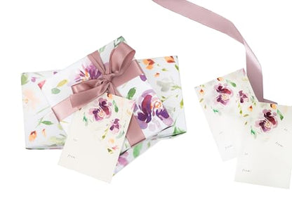 Floral Wedding Wrapping Paper + Ribbon Set with Tags