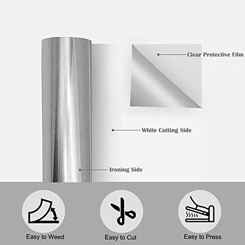Silver HTV Foil Heat Transfer Vinyl Roll 12" x 6FT for T