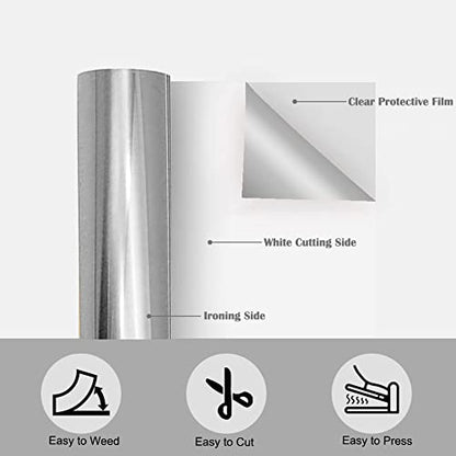 Silver HTV Foil Heat Transfer Vinyl Roll 12" x 6FT for T