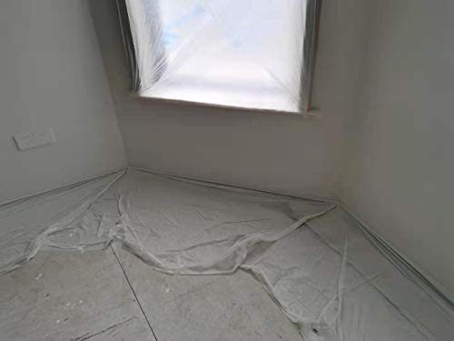 Pre Taped Masking Film Film and Masking Tape in one Plastic Tape and Drape Roll Painters Plastic (1640 Foot)