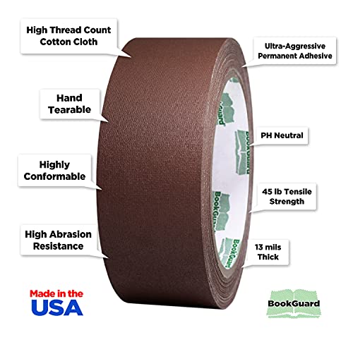 1-1/2 Inch Brown Cloth Bookbinding Repair Tape, 15 Yard Roll
