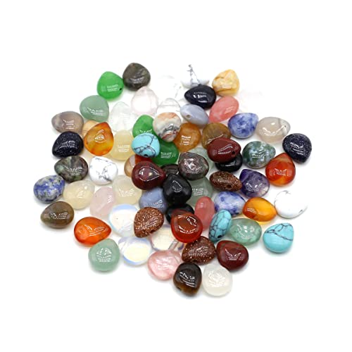 50 Pcs Natural Stone Beads Waterdrop Shape Healing Chakra Polished Assorted Crystal Quartz Agate Stone Charms for Jewelry Making Necklace Bracelet