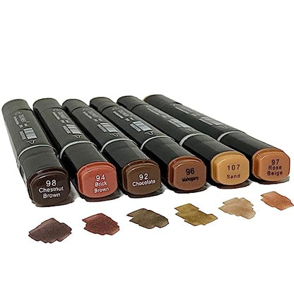6 Pack Skin Tone Brown Alcohol Markers (6 Count)