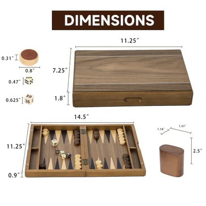 GSE Premium Wooden Magnetic Inlay Backgammon Board Set