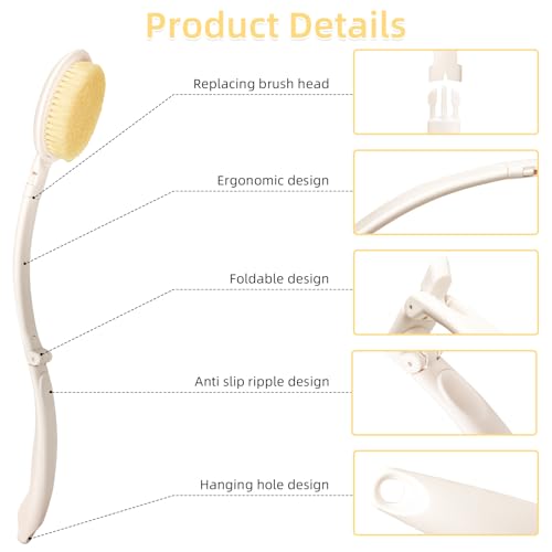 19" Long Handle Shower Sponge Brush Set