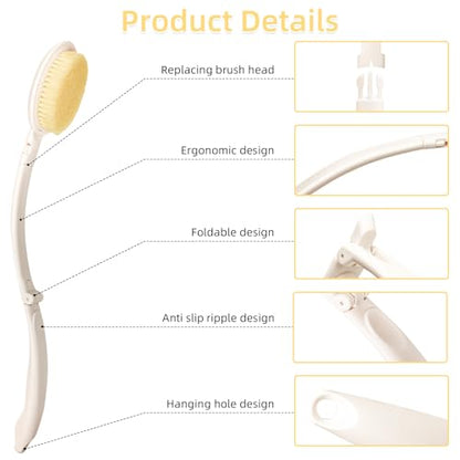 19" Long Handle Shower Sponge Brush Set