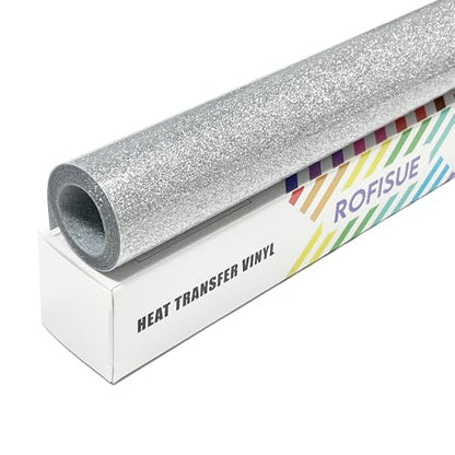 Silver Glitter Heat Transfer Vinyl 12"×6FT