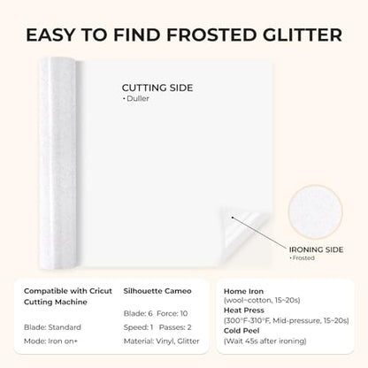 White Glitter HTV Vinyl Roll