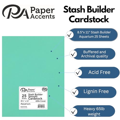 PA Paper Accents Stash Builder Cardstock 8.5" x 11" Aquarium