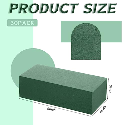 30 Pcs Floral Flower Foam Blocks Green Wet & Dry Plant Foam Brick for Fresh & Artificial Flower Arrangement Florist Supplies for DIY Arts Crafts Weddings Decorations