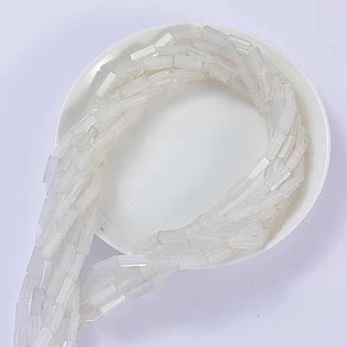 Natural White Crystal Rectangle Tube Beads 4x13mm 38cm (28 Count)