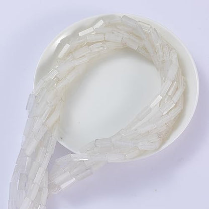 Natural White Crystal Rectangle Tube Beads 4x13mm 38cm (28 Count)