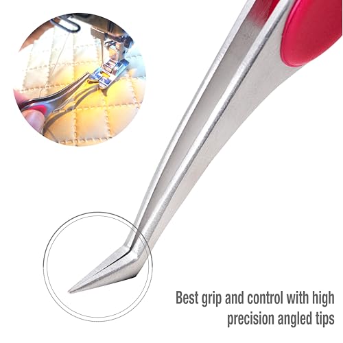 High Precision Angled Tip Tweezers with Cushion Grip