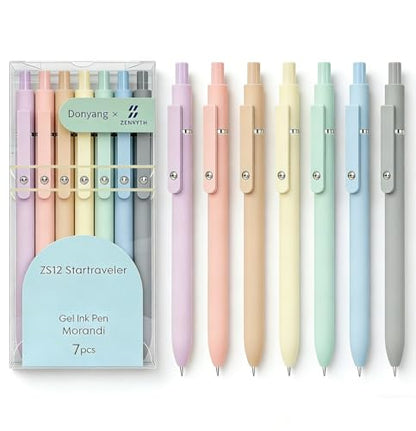 Gel Pens 7pcs 0.5mm Black Ink Pens Quick Dry Fine Point Smooth Writing Pens (7 Count)